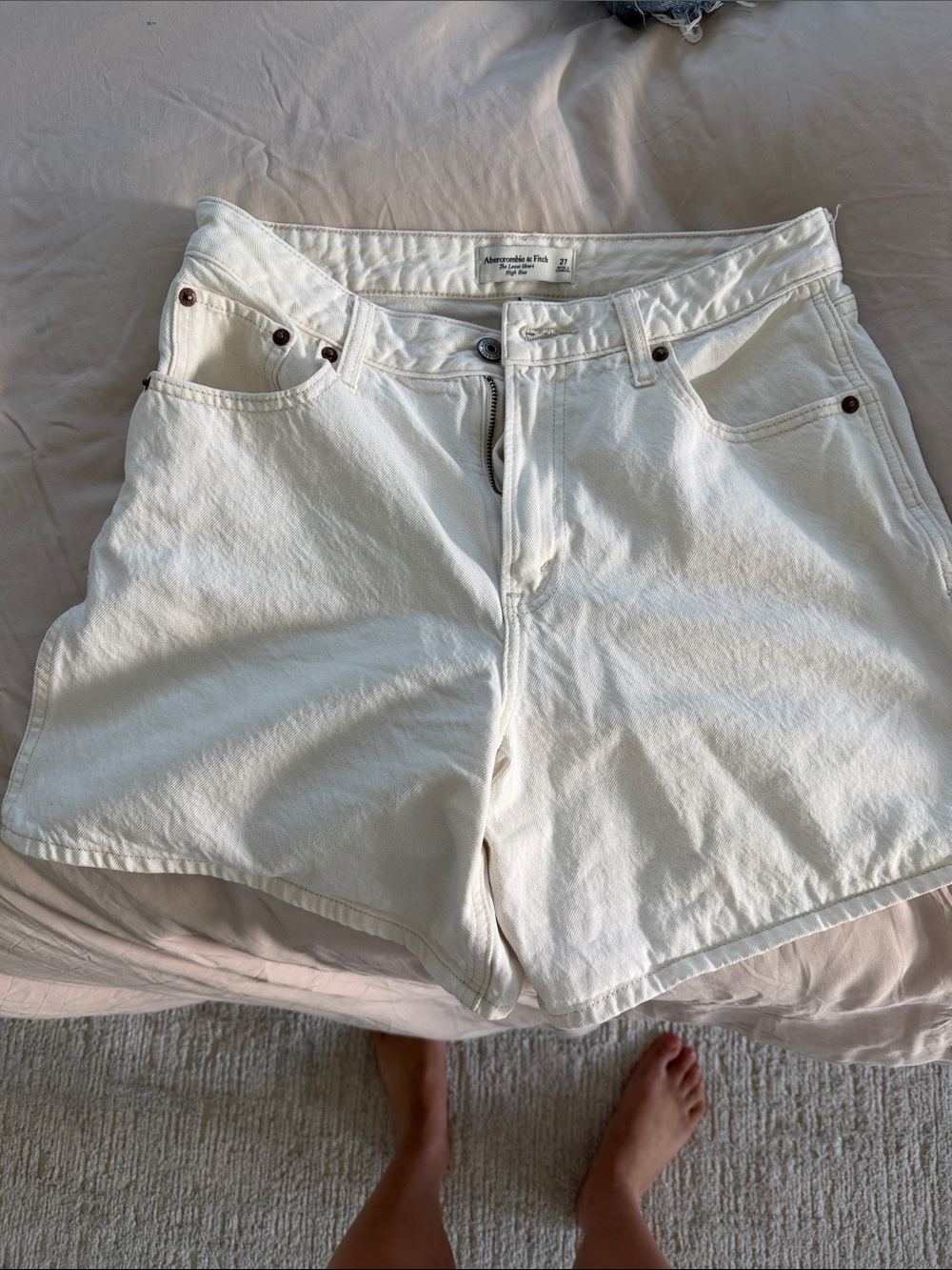 Abercrombie & Fitch Off-White Denim Shorts